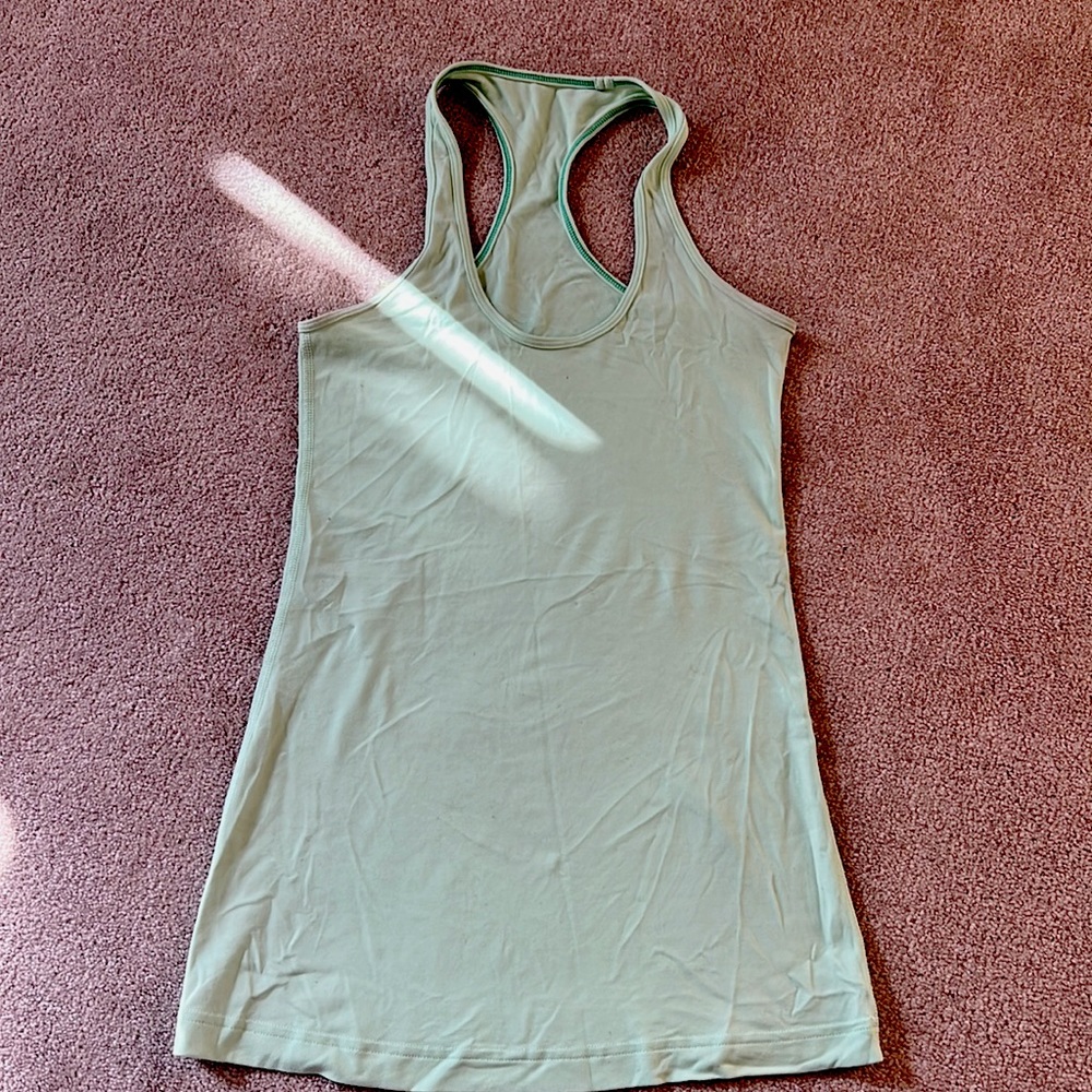 Mint green lulu race back tank